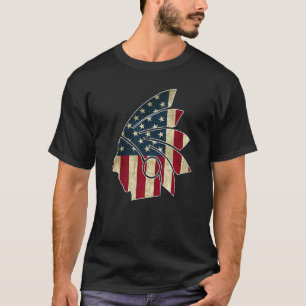 Amerikaanse Tribu inheems en Amerikaanse vlag T-shirt