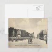 Amerikaanse troepen in Parijs, 4 juli 1918 Briefkaart (Voorkant / Achterkant)