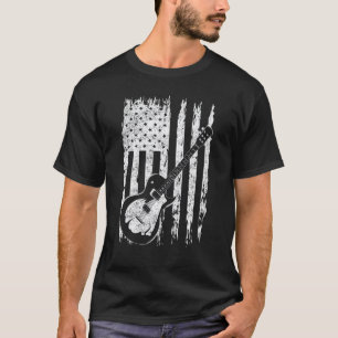 Amerikaanse trots 4 juli gitarist Amerikaanse vlag T-shirt