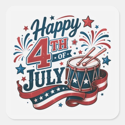 Amerikaanse trots 4 juli  vierkante sticker (Voorkant)