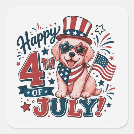 Amerikaanse trots 4 juli vierkante sticker (Voorkant)