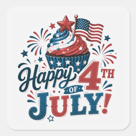 Amerikaanse trots 4 juli vierkante sticker (Voorkant)