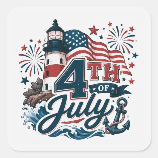 Amerikaanse trots 4 juli vierkante sticker (Voorkant)