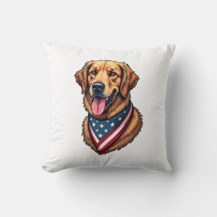 Amerikaanse trots Goud Retriever Vintage T-shirt Kussen