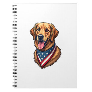 Amerikaanse trots Goud Retriever Vintage T-shirt Notitieboek