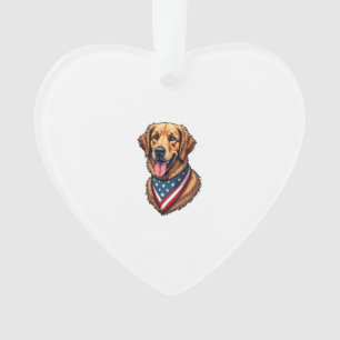Amerikaanse trots Goud Retriever Vintage T-shirt Ornament