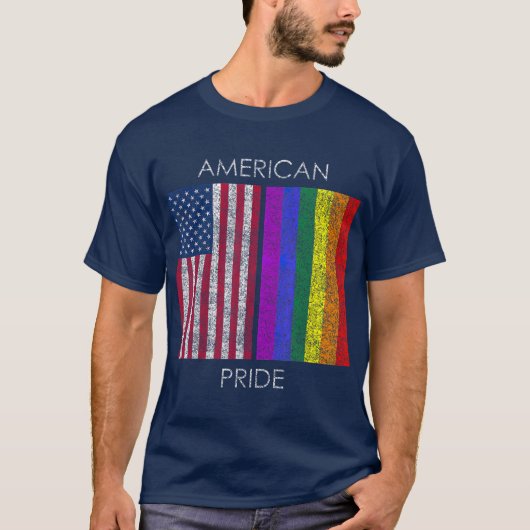 Amerikaanse trots op Amerikaanse regenboogvlag T-shirt (Voorkant)