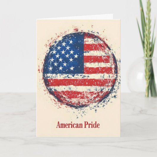 Amerikaanse trots vlag retro feestdagen kaart (Voorkant)