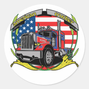 Amerikaanse trucker ronde sticker
