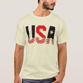 Amerikaanse typografie van Distressed Red en Black T-shirt