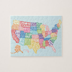 Amerikaanse typografische kaart legpuzzel