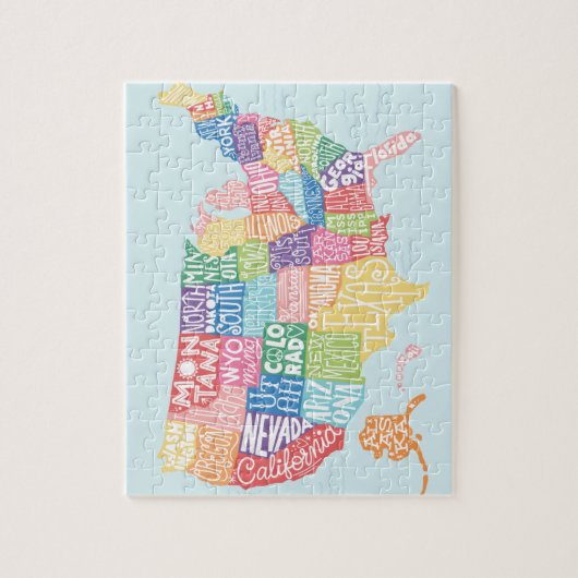 Amerikaanse typografische kaart legpuzzel (Verticaal)