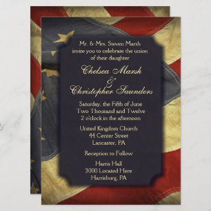 Amerikaanse uitnodigingen voor lichte tekstbruilof