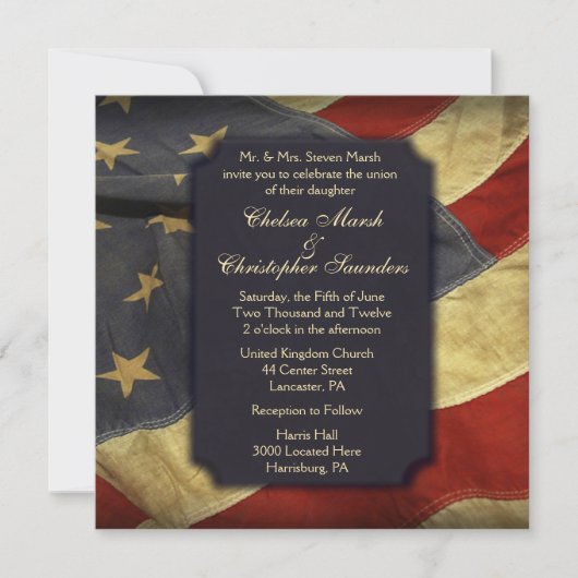 Amerikaanse uitnodigingen voor lichte tekstbruilof (Voorkant)
