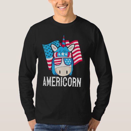 Amerikaanse Unicorn Rainbow Magical Fourth T-shirt (Voorkant)