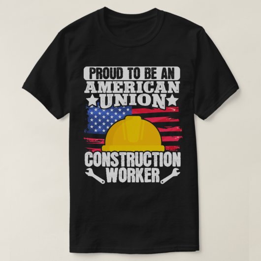 Amerikaanse Union Construction Worker USA Vlag 4e T-shirt (Design voorkant)