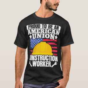 Amerikaanse Union Construction Worker USA Vlag 4e T-shirt