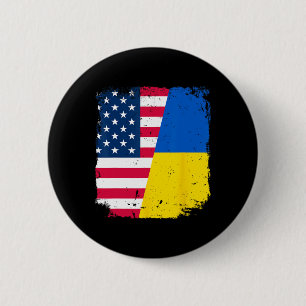 Amerikaanse Us Vlag Oekraïne Vriendschap Land Vint Ronde Button 5,7 Cm