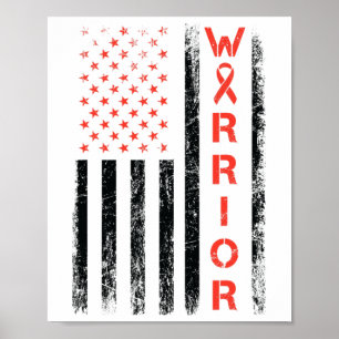 Amerikaanse Usa Vlag Krijger - Hartziekte Bewustzi Poster