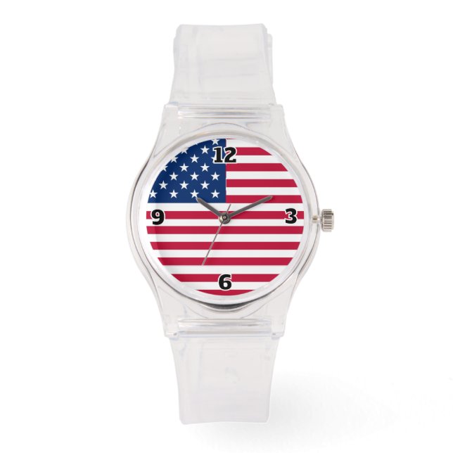 Amerikaanse USA Vlag Trots Design Horloge (Voorkant)