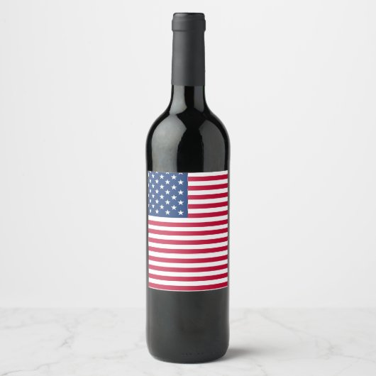 Amerikaanse USA Vlag Trots Design Wijn Etiket (Voorkant)