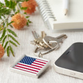 Amerikaanse USA Vlag Trots Ontwerp Sleutelhanger (Zijkant)