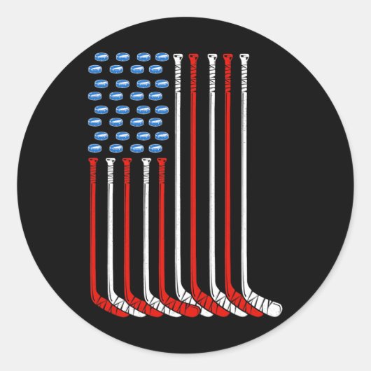 Amerikaanse veldhockey vlag ronde sticker (Voorkant)