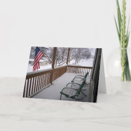 Amerikaanse veranda in de winter feestdagen kaart