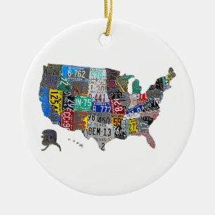 Amerikaanse Verenigde Staten Kaart Flag Licentie B Keramisch Ornament