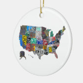 Amerikaanse Verenigde Staten Kaart Flag Licentie B Keramisch Ornament (Links)