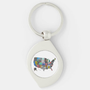 Amerikaanse Verenigde Staten Kaart Flag Licentie B Sleutelhanger