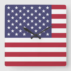 Amerikaanse Verenigde Staten USA Vlag Vierkante Klok