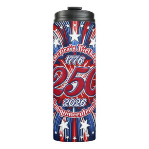 Amerikaanse Verjaardag Semiquin Grafische Vuurwerk Thermosbeker