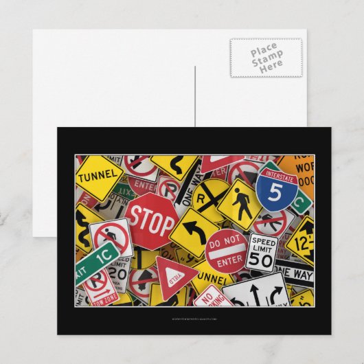 Amerikaanse verkeersborden briefkaart (Voorkant / Achterkant)