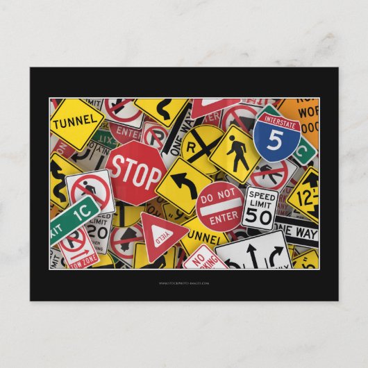 Amerikaanse verkeersborden briefkaart (Voorkant)