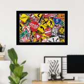 Amerikaanse verkeersborden poster (Thuiskantoor)