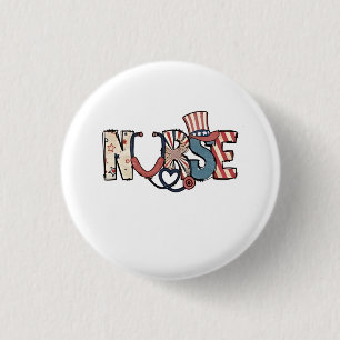 Amerikaanse verpleegster 4 juli Patriottische Vlag Ronde Button 3,2 Cm