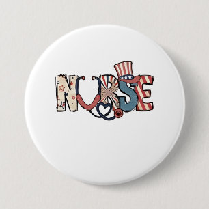 Amerikaanse verpleegster 4 juli Patriottische Vlag Ronde Button 7,6 Cm