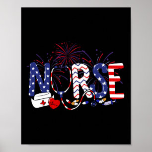 Amerikaanse verpleegster 4 juli verpleegster Steth Poster