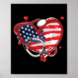 Amerikaanse verpleegster op 4 juli patriottische a poster