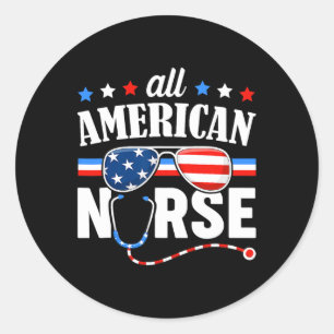 Amerikaanse verpleegster op 4 juli patriottische a ronde sticker