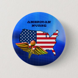 Amerikaanse verpleegster. patriottisch ronde button 5,7 cm