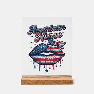 Amerikaanse verpleegster patriottische lippen vect acryl bord
