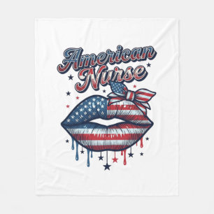 Amerikaanse verpleegster patriottische lippen vect fleece deken