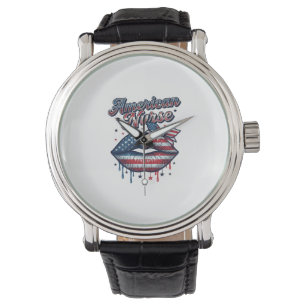 Amerikaanse verpleegster patriottische lippen vect horloge