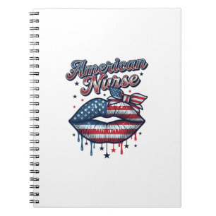 Amerikaanse verpleegster patriottische lippen vect notitieboek
