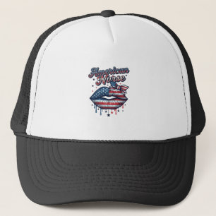 Amerikaanse verpleegster patriottische lippen vect trucker pet