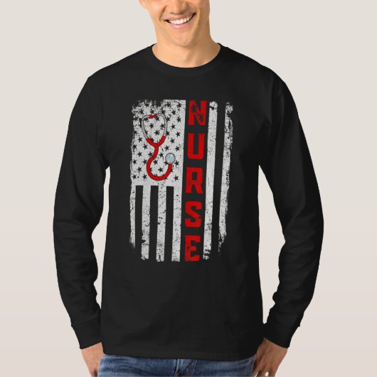 Amerikaanse verpleegster Stethoscoop Doctor Us Fla T-shirt (Voorkant)