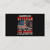 Amerikaanse Veteraan De Honor 38 Visitekaartje (Achterkant)