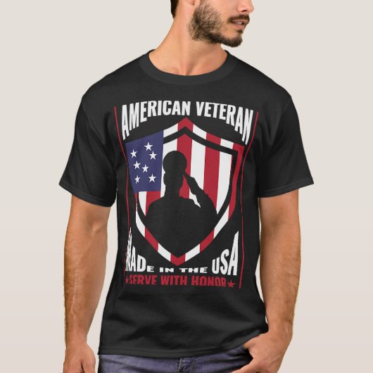 Amerikaanse veteraan die in de VS is gemaakt, doet T-shirt (Voorkant)
